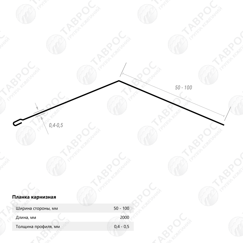 Планка карнизная Гладкий полиэстер RAL 9005 (Глубокий черный) 2000*100