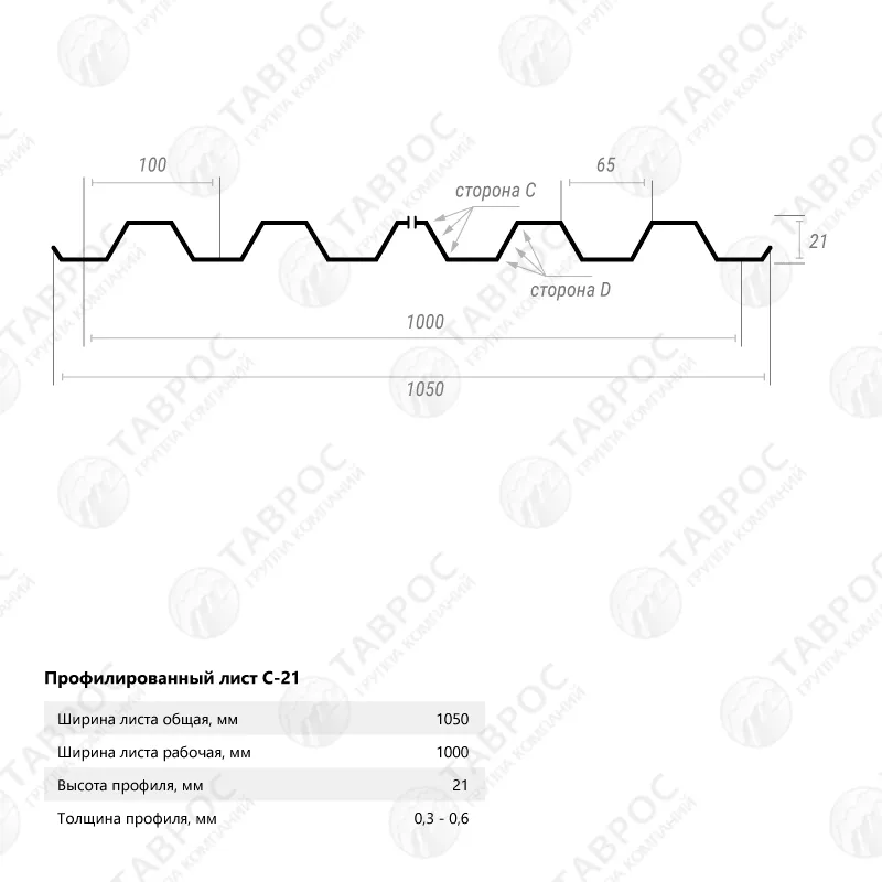 Профнастил С-21 Гладкий полиэстер RAL 3005 (Красное вино) 1500*1050*0,45 двухсторонний